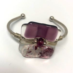 Handmade glass and metal bracelet